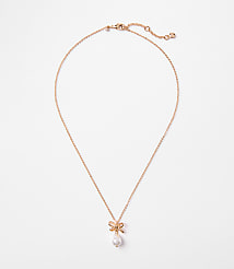 Pearlized Bow Drop Delicate Necklace carousel Product Image 1