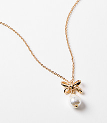 Pearlized Bow Drop Delicate Necklace carousel Product Image 2