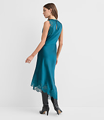 Petite Lace Trim Satin Bias Midi Dress carousel Product Image 3