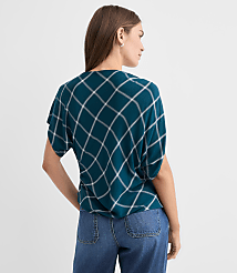 Petite Plaid Pleated Wedge Top carousel Product Image 3