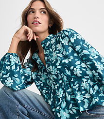 Petite Floral Gathered Peplum Blouse carousel Product Image 1