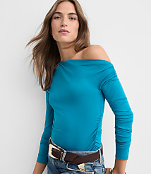 Asymmetrical Ruched Off The Shoulder Top carousel Product Image 1