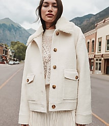 Boucle Faux Fur Collar Shirt Jacket carousel Product Image 1