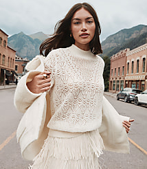 Pointelle Yoke Mock Neck Sweater carousel Product Image 1