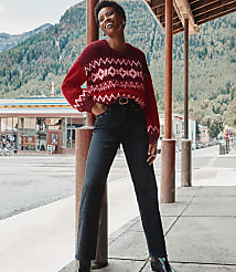 Studded High Rise Straight Jeans in Washed Black carousel Product Image 1