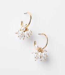Pearlized Cluster Hoop Earrings carousel Product Image 1