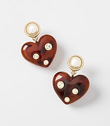 Pearlized Sparkle Heart Drop Earrings carousel Product Image 1