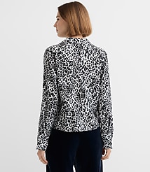 Leopard Print Slit Cuff Tie Neck Blouse carousel Product Image 2