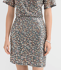 Tall Floral Sequin Mini Skirt carousel Product Image 2