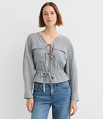 Twill Safari Peplum Top carousel Product Image 2