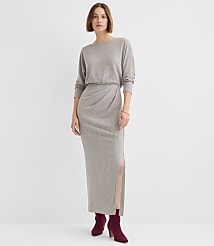 Brushed Ottoman Side Pleated Midi Dress carousel Product Image 1