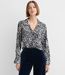Leopard Print Slit Cuff Tie Neck Blouse carousel Product Image 4