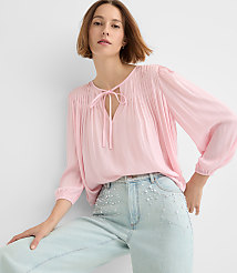 Pleated Tie Neck Blouse carousel Product Image 3