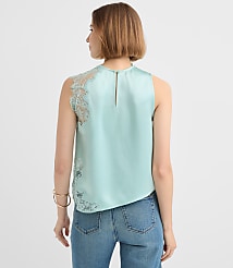 Lace Trim Satin Sleeveless Top carousel Product Image 4