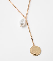 Pearlized Coin Y Necklace carousel Product Image 2