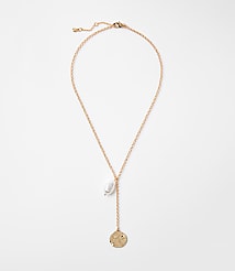 Pearlized Coin Y Necklace carousel Product Image 1