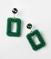 Crystal Beaded Rectangle Statement Earrings carousel Product Image 1