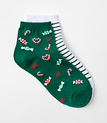 Candy Cane & Stripe Ankle Sock Set carousel Product Image 1