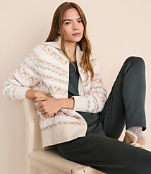 Lou & Grey Fuzzy Fair Isle Zip Cardigan carousel Product Image 3