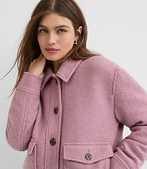 Boucle Faux Fur Collar Shirt Jacket carousel Product Image 4