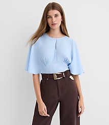 Flutter Sleeve Keyhole Blouse carousel Product Image 1