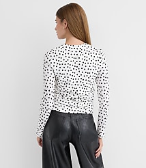 Dot Textured Ruched Square Neck Top carousel Product Image 2
