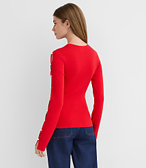 Button Sleeve Ribbed Sweater carousel Product Image 3