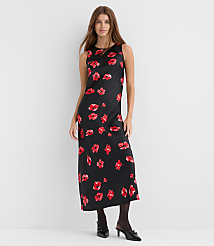 Floral Satin Bias Midi Dress carousel Product Image 1