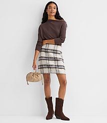 Tall Plaid Boucle Mini Skirt carousel Product Image 1