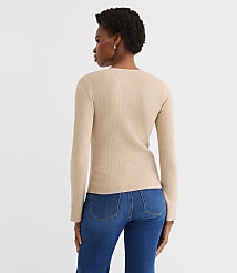 Heathered Split Cuff Henley Sweater carousel Product Image 3
