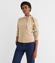 Contrast Stitched Tie Neck Sweater carousel Product Image 1