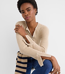 Heathered Split Cuff Henley Sweater carousel Product Image 2