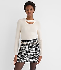 Ribbed Cutout Neck Sweater carousel Product Image 1