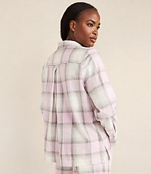 Haven Well Within Lightweight Flannel Frosted Plaid Pajama Top carousel Product Image 3