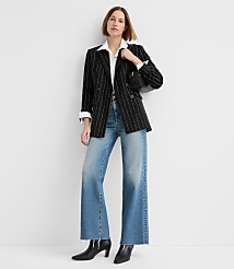 Brushed Pinstripe Tailored Double Breasted Blazer carousel Product Image 1