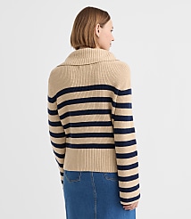 Stripe Button Neck Flare Sleeve Sweater carousel Product Image 2