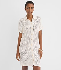 LOFT Beach Crochet Swimsuit Coverup Polo Dress carousel Product Image 2