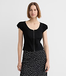 Zip Bubble Sleeve Top carousel Product Image 1