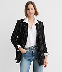 Brushed Pinstripe Tailored Double Breasted Blazer carousel Product Image 2