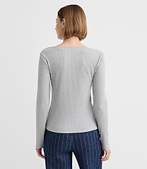 Heathered Asymmetrical Neck Ribbed Top carousel Product Image 4