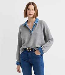 Denim Trim Henley Sweater carousel Product Image 1