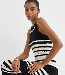 LOFT Beach Striped Crochet Halter Maxi Dress carousel Product Image 3