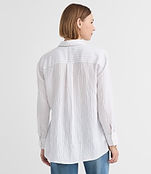 Striped Asymmetrical Side Tie Tunic Shirt carousel Product Image 2