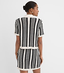 LOFT Beach Striped Crochet Polo Cardigan carousel Product Image 3