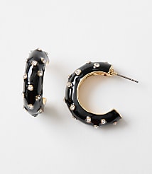 Pave Chunky Enamel Hoop Earrings carousel Product Image 1