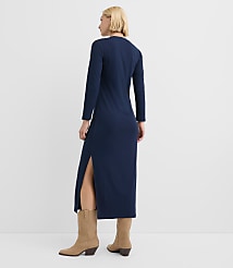 Scalloped Ribbed Henley Midi Dress carousel Product Image 2