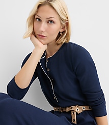 Scalloped Ribbed Henley Midi Dress carousel Product Image 3