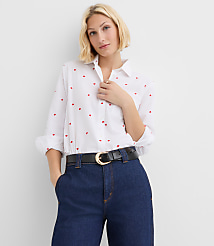 Heart Embroidered Everyday Relaxed Pocket Shirt carousel Product Image 1
