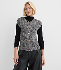 Hammered Metallic Button Ribbed Sweater Vest carousel Product Image 1