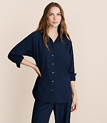 Lou & Grey Seersucker Wanderweave Oversized Pocket Shirt carousel Product Image 1